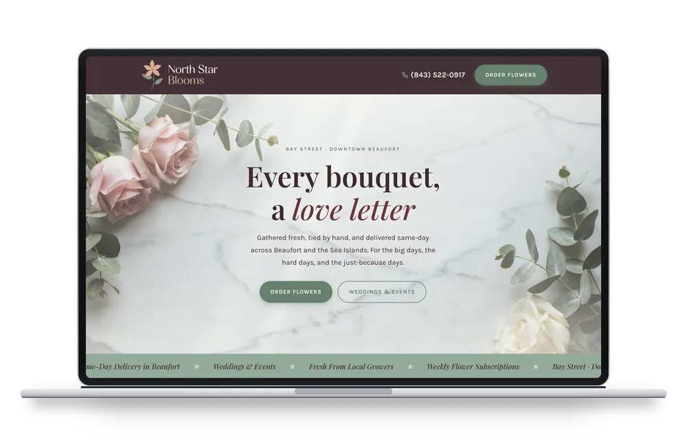 Floral template shown on a laptop