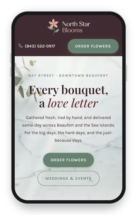 Floral template shown on a phone