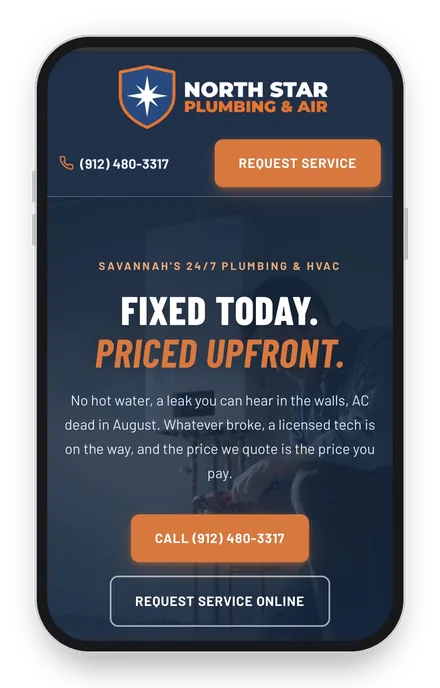 Plumbing & HVAC template shown on a phone